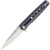 Artisan 1807PBW Virginia Linerlock D2 Tool Steel Blade Knife with Black and White G10 Handle