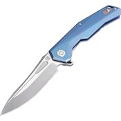 Artisan 1808GBUM Zumwalt Framelock M390 Stainless Blade Knife with Blue Anodized Titanium Handle