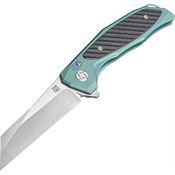 Artisan 1809GGNS Falcon Framelock S35VN Steel Tanto Blade Knife with Green Anodized Titanium Handle