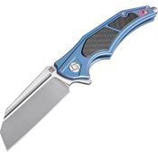 Artisan 1813GBUM Apache Framelock M390 Stainless Tanto Blade Knife with Blue Anodized Titanium Handle