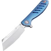 Artisan 1815GBUM Tomahawk Framelock M390 Stainless Blade Knife with Blue Anodized Titanium Handle