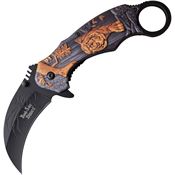 Dark Side 069GD Tiger Linerlock Stainless Karambit Blade Knife with Black Aluminum Handle