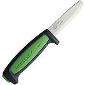 Mora 02044 Safe Pro Carbon Steel Blunt Tip Blade Knife with Black and Green Synthetic Handle