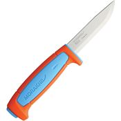 Mora 02158 Basic 546 Carbon Steel Blade Knife with Blue and Orange Synthetic Handle