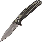 MTech 1037GY Button Lock Drop Point Blade Knife with Black and Gray Nylon Handle