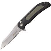 MTech 1041GY Button Lock Stainless Blade Knife with Black and Gray Nylon Handle