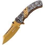 MTech A1021GD Framelock Assisted Opening Stainless Blade Knife with Gray Acrylic Handle