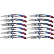 MTech ZOD12 Zodiac Framelock Stainless Drop Point Blade Knife - Set of 12