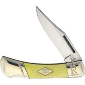 Rough Rider 1738 Lockback Classic Carbon Steel Clip Point Blade Knife with Yellow Smooth Synthetic Handle
