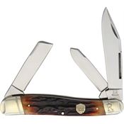 Rough Rider Knives 1799 Lg Stockman Brown Stag Bone