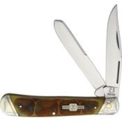 Rough Rider 1847 Tortuga Trapper Stainless Clip and Spey Blades Knife with Brown Grooved Bone Handle