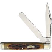 Rough Rider 1904 Doctors Stainless Clip and Spatula Blades Knife with Brown Jigged Bone Handle