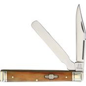 Rough Rider 1905 Doctors Stainless Clip and Spatula Blades Knife with Tobacco Smooth Bone Handle