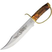 Rough Rider 1943 D Guard Clip Point Blade Knife with Stag Bone Handle