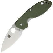 Spyderco 216GPGR Efficient Linerlock Satin Finish Leaf Shaped Blade Knife with OD Green G10 Handle