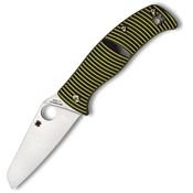 Spyderco 217GPSF Caribbean Sheepfoot Shape Blade Knife with Black and Yellow Grooved G10 Handle