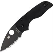 Spyderco 230GSBBK Lil Native Compression Lock DLC Coated Serrated Stainless blade Knife with Black G10 Handle