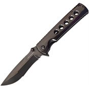Tac Force 973BK Linerlock Assisted Opening Drop Point Blade Knife with Black TiNi Finish Stainless Handle