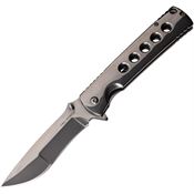 Tac Force 973MR Linerlock Assisted Opening Satin Finish Drop Point Blade Knife with Gray Mirror Finish Stainless Handle