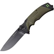 Tac Force 979GN Linerlock Assisted Opening Drop Point Blade Knife with Black and Green Rubber Handle