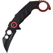 Tac Force 982RD Linerlock Assisted Opening Wharncliffe Blade Knife with Black anodized aluminum and Red liners handle