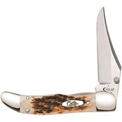 Case 03015 Kickstart Folding Hunter Assisted Opening Clip Blade Knife with Amber Jigged Bone Handle