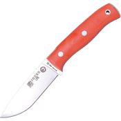 Joker CN111 Bushcraft Survival Satin Finish Stainless Drop Point Blade Knife with Orange Canvas Micarta Handle