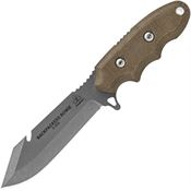 TOPS BPB01 Backpackers Bowie TumbLED Finish Blade Knife with Green Canvas Micarta Handle