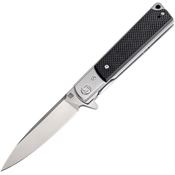 Artisan 1802PBKF Classic Linerlock Satin Finish Drop Point Blade Knife with Black Textured G-10 Handle