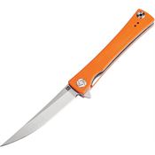 Artisan 1805POEF Waistline Linerlock Stonewash Finish Blade Knife with Orange Textured G-10 Handle