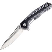 Artisan 1808PBGC Zumwalt Linerlock Satin Finish D2 Tool Steel Blade Knife with Black and White G-10 Handle