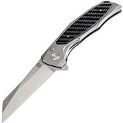 Artisan 1809PGCF Falcon Linerlock Stonewash Finish Blade Knife with Gray and Carbon Fiber Handle