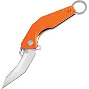 Artisan 1811POEF Cobra Linerlock Satin Finish D2 Tool Steel Blade Knife with Orange Textured G-10 Handle