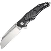 Artisan 1813PBCF Apache Linerlock Stonewash Finish D2 Tool Steel Tanto Blade Knife with Black and Carbon Fiber Handle