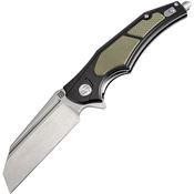 Artisan 1813PBGN Apache Linerlock Stonewash Finish D2 Tool Steel Blade Knife with Black and Green G-10 Handle