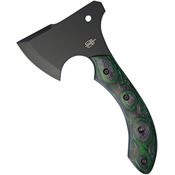 BucknBear 10054AX Tactical Army Hatchet Black Finish Cutting Edge Axe with Black and Green Wood Handle