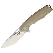 Bestech G14C1 Toucan Linerlock Stonewash and Satin Finish Blade Knife with Beige G-10 Handle