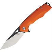 Bestech G14D2 Toucan Linerlock Black and Satin Finish Blade Knife with Orange G-10 Handle