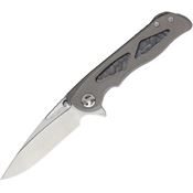 Real Steel 9461 Harrier Framelock Stonewash Finish Drop Point Blade Knife with Titanium and Carbon Fiber Handle
