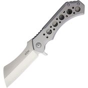 S-TEC Knives S004SL Framelock Cleaver Stonewash Finish Blade Knife with Bead Blast Finish Stainless Handle