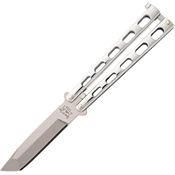 Bear & Son SS14A Balisong Butterfly Bead Blast Finish Tanto Blade Knife with Polished Stainless Handle