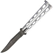 Bear & Son SS14D Stainless Steel Butterfly Damascus Steel Clip Point Blade Knife with Mirror Finish Handle