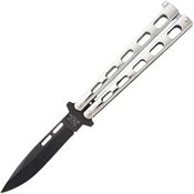 Bear & Son SS15 Butterfly Black Powder Coated Blade Knife with Polished Stainless Handle