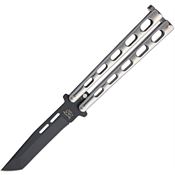 Bear & Son SS15TAN Butterfly Black Powder Coated Tanto Blade Knife with Mirror Finish Stainless Handle