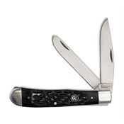Cattlemans 0002JBD Signature Trapper Stainless Clip and Spey Blades Knife with Black Jigged Delrin Handle