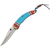 China Made 300450TR Spirit Linerlock Assisted Opening Satin Finish Stainless Blade Knife with Blue Synthetic Handle