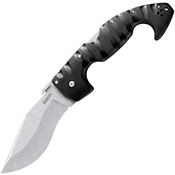 Cold Steel 21ST Spartan Lockback Stonewash Finish Blade Knife with Black Sculpted Griv-Ex Handle