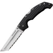 Cold Steel 29ATS Large Voyager Lockback Stonewash Finish Tanto Blade Knife with Black Griv-Ex Handle