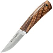 Kizlyar 0036 Samoyed Fixed Stonewash Finish Bohler N690 Stainless Blade Knife with Zebra Wood Handle