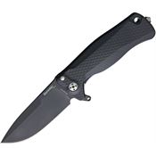 Lion Steel SR22ABB SR22 Framelock Black Oxide Coated Drop Point Blade Knife with Black Textured Aluminum Handle